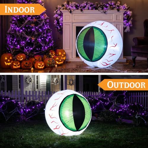 4FT Halloween Outdoor Inflatable Eyeball Yard Decor with LED Lights (4FT)