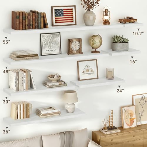 10 Inch Deep Floating Shelves for Wall 48” Set of 2 (2 Count)