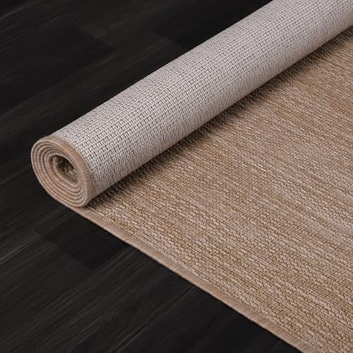 Washable Indoor Outdoor Rug 5x7 Weather Resistant Area Rugs Modern Solid Jute Rug for Porch Deck Balcony Backyard Patio Outside Carpet