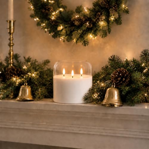 Pure White Large Glass Flameless LED Candle