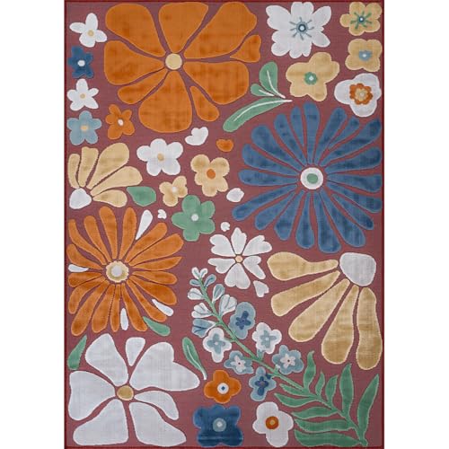 Outdoor Rug 10x14 Large Modern Floral Tropical Area Rugs for Outdoor and Indoor Patio Easy to Clean Non Shedding Living Room Porch Garden Washable Outside Carpet (140 Sq Ft)
