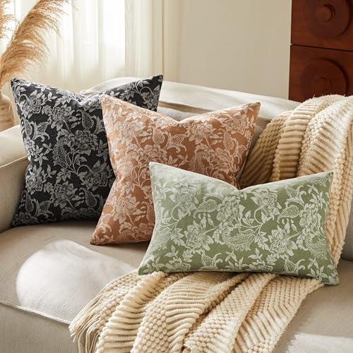 Floral Jacquard Throw Pillow Covers Set of 2 (2 Count)
