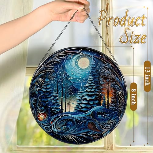 8 Inch Starry Night Forest Suncatcher Ornament