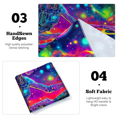 Blacklight Space Astronaut Tapestry UV Reactive Galaxy Planet Glow in Dark Tapestries Black Light Poster Neon Wall Hanging Art for bedroom Living Room
