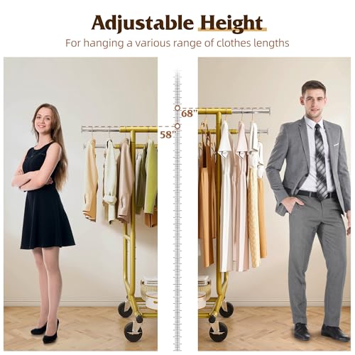 Clothing Rack 650LBS Heavy Duty Collapsible Double Rods Shelves