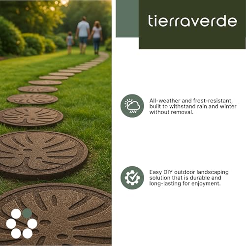 Tierra Verde 4 Pack 18" x 18" Tropical Leaf Decorative Stepping Stones