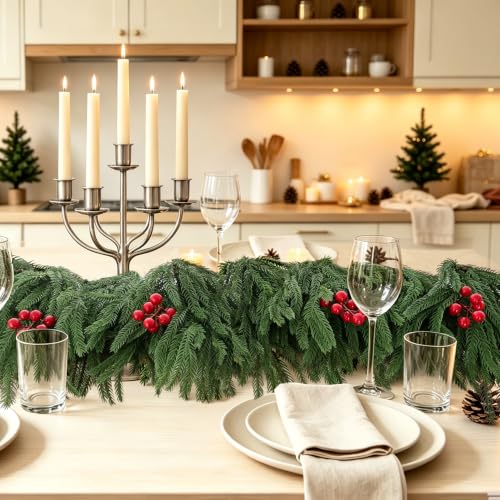 12 Pcs Artificial Norfolk Pine Branches Faux Christmas Stems (12 Count)