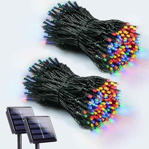 Solar Christmas Lights Outdoor 2 Pack 200 LED 66FT String Light Multicolor (2 Count)