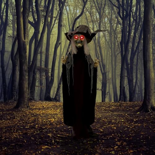 Life Size Poseable Scary Talking Witch (75" Standing Witch)