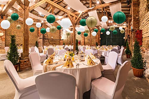 21 Pack Green Gold Paper Lanterns Party Decorations (21 Count)