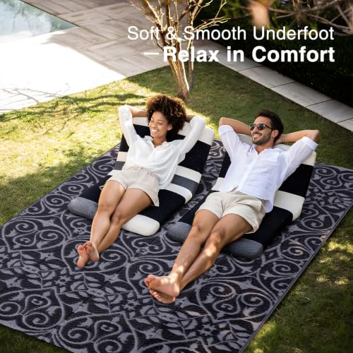 Outdoor Rug 5x8 ft Waterproof Reversible Floral Mat