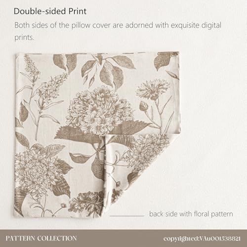 Set of 2 Linen Floral Throw Pillow Covers Vintage Accent Print Decorative Cushion Covers Farmhouse Boho Home Decor for Sofa Chair Couch Bedroom Living Room (2 Count)
