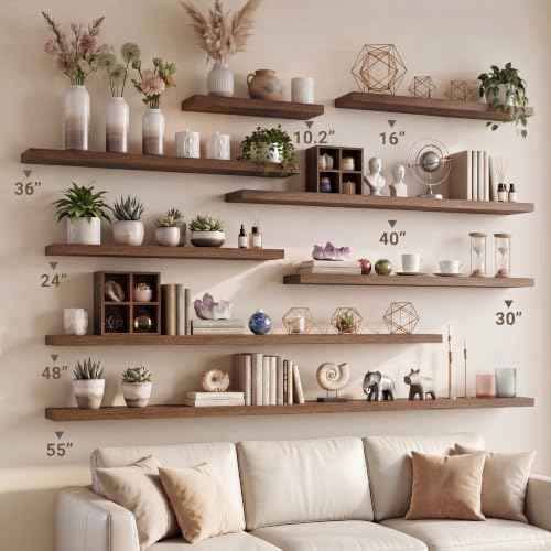 10 Inch Deep Floating Shelves for Wall 55” Set of 2 (2 Count)