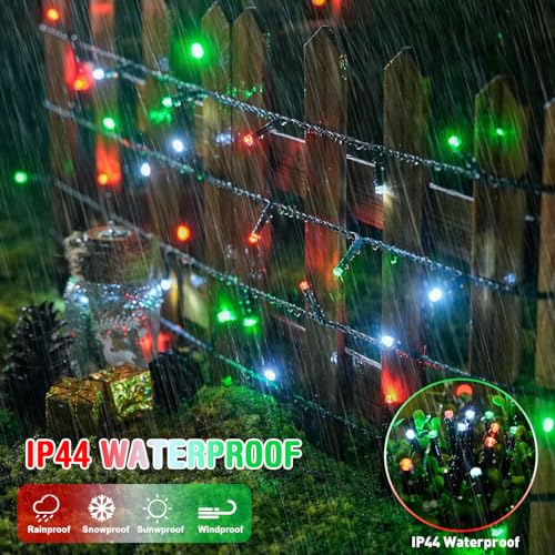 66ft 200 LED Red White and Green Christmas Lights Plug in (66 Foot)