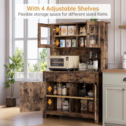 Kitchen Pantry Cabinet with Microwave Stand