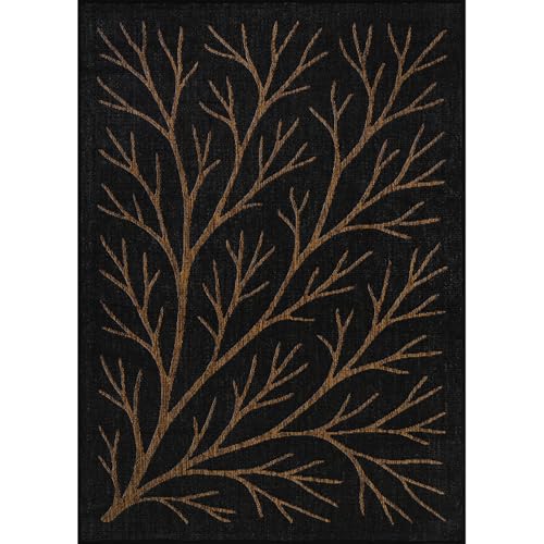 Washable Indoor Outdoor Rug 9x12 Modern Area Rugs Branch Pattern Non Shedding Waterproof Easy Clean Patio Deck Porch Living Room Bedroom Garden RV (108 Sq Ft)