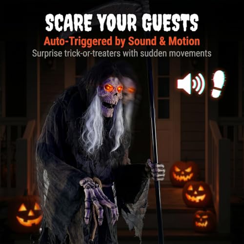 6FT Animated Grim Reaper Halloween Decoration (6ft Grim Reper)