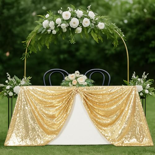 Sequin Tablecloth 60x120 Inch Light Gold for Wedding Party
