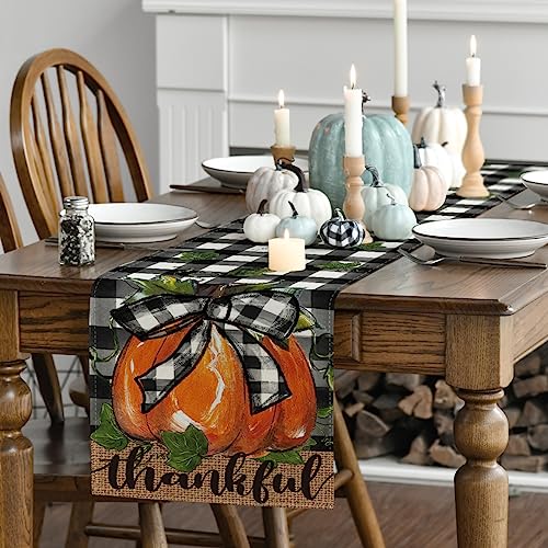Pumpkin Thankful Fall Table Runner 13x60 Inch
