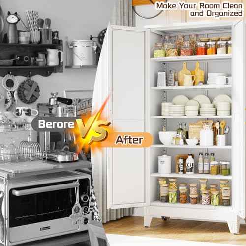 75" Metal Kitchen Pantry Cabinet