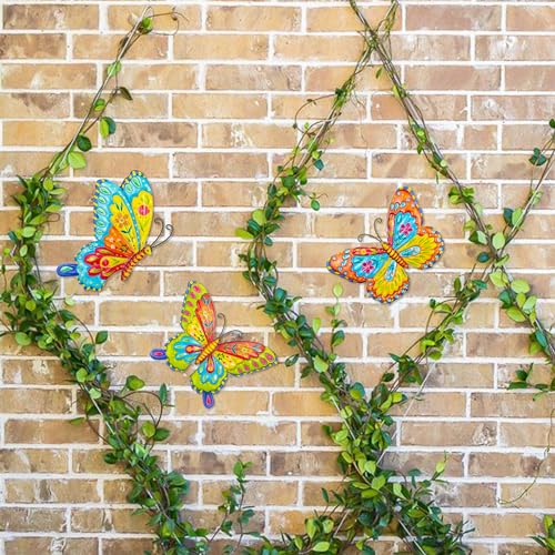 Metal Butterfly Wall Decorations Garden Decor Room Decor (3 Count)