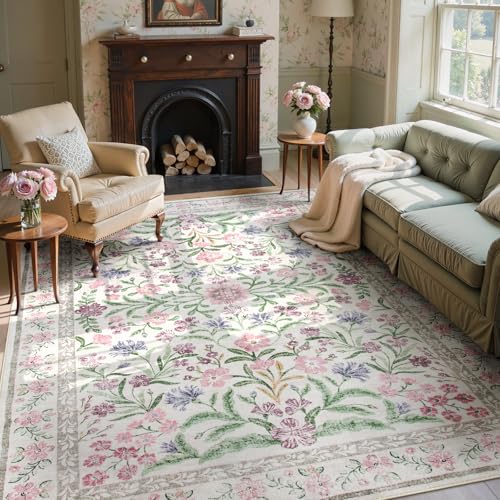 Purple Floral 8x10 Area Rugs