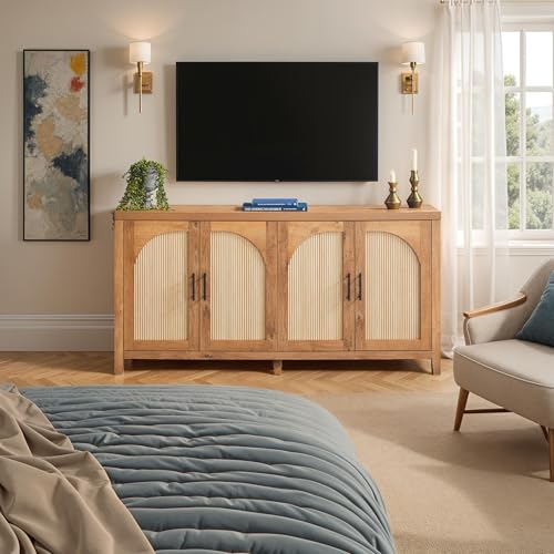 Sasha 4 Door Reeded Sideboard Buffet with Cord Management