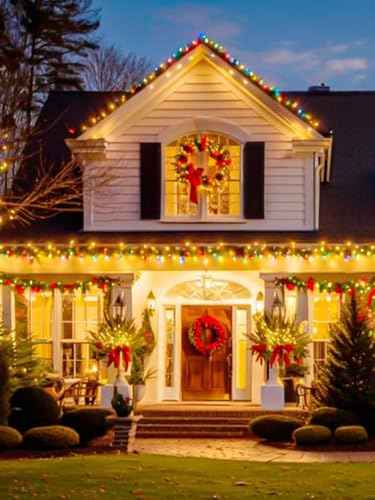 Solar Christmas Lights Outdoor 4 Pack 132FT 400LED String Lights Warm White (4 Count)