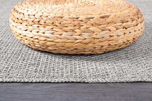 Indoor and Outdoor Runner Rug Gray Solid Boho Woven Design Easy (14 Sq Ft)