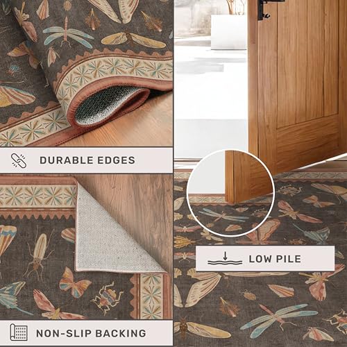 Vintage Insect Moth Runner Rug 3x12 (36 Sq Ft)