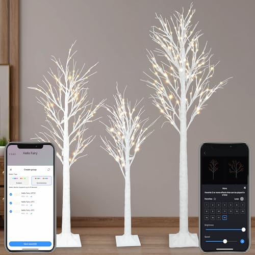 Smart Lighted Birch Trees 4FT 5FT 6FT (3 Count)