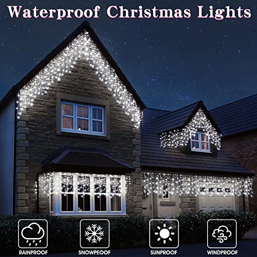 Icicle Christmas Lights Outdoor Decorations 1008 LED 98.4 FT 8 Modes LED Icicle String Light with 189 Drops