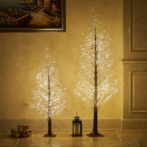 Lighted Alpine Tree Brown Willow 6FT 810 LED Fairy Lights