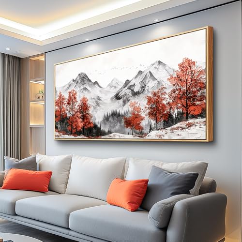 Large Canvas Wall Decor For Living Room Wall Art For Bedroom Office Murals Red Tree Ink