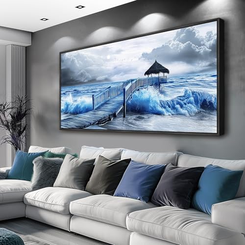 Black Framed Canvas Wall Art For Living Room Wall Decor For Bedroom Office Wall Decoration Ocean Landscape Paintings Black And White Pictures Artwork Room Aesthetic Home Decor 20x40 In