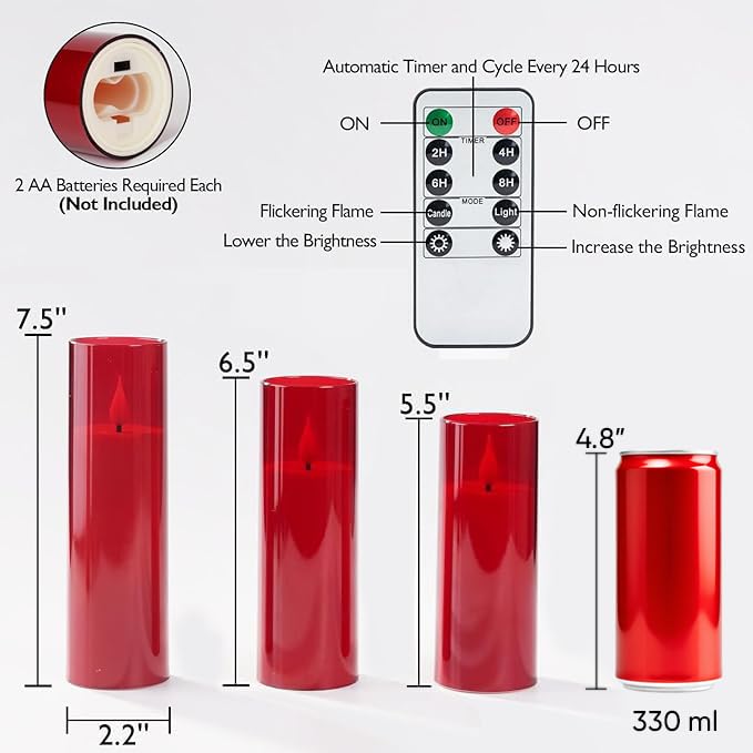 Christmas Red Flameless Candles (9 Count)