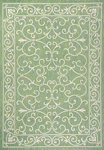 Vintage Filigree Indoor Outdoor Area Rug 5X8 Green
