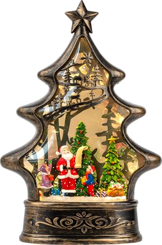 Musical Snow Globe Christmas Tree Lantern Lighted Santa List Christmas Snow Water Lantern Swirling Glittering Home Decoration and Gift
