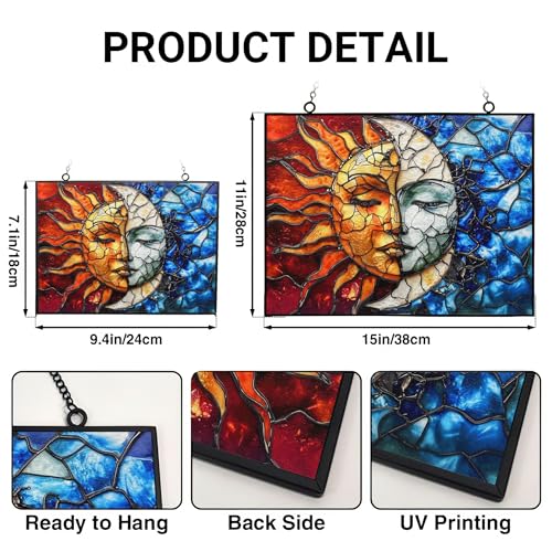 Rectangle Sun and Moon Suncatchers for Windows