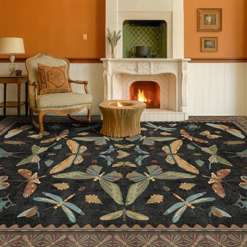 Dark 6x8 Insect Area Rug for Living Room (48 Sq Ft)