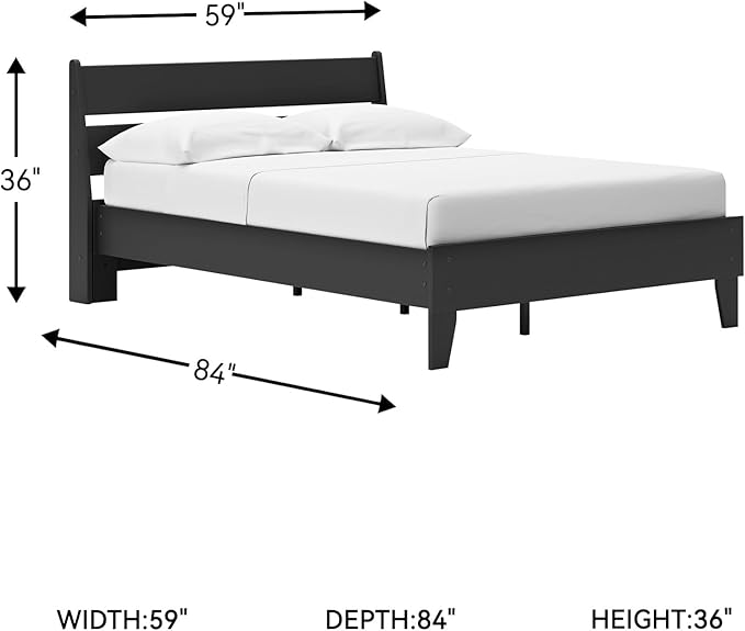 Signature Design by Ashley Socalle Casual Full Panel Platform Bed, Foundation or Box Spring Not Needed, Black