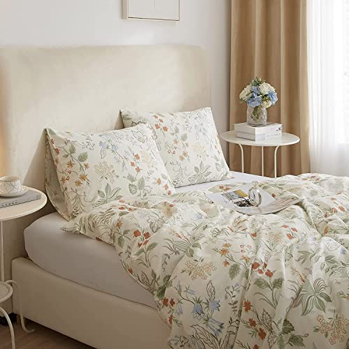 Garden Floral King Comforter Set Chic Flower Leaves Print
