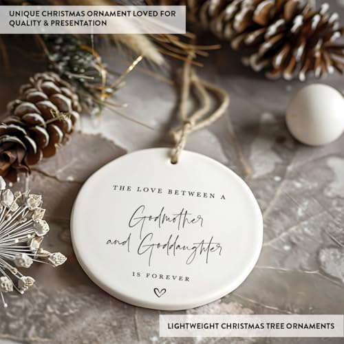 Round Ceramic Porcelain Christmas Tree Ornament Keepsake Collectible Godmother Gift