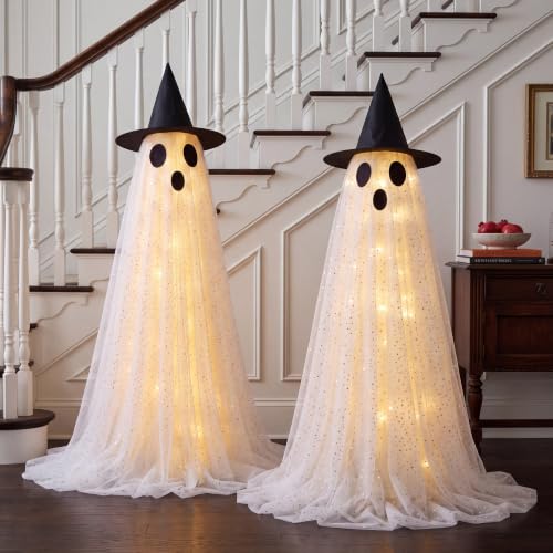 2 Packs 47'' Halloween Decorations Outdoor Standing Ghost