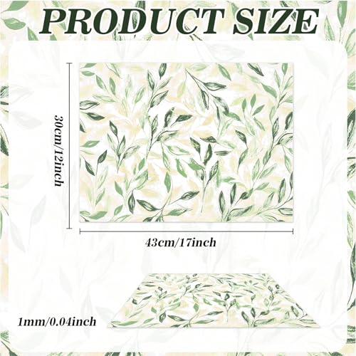 Green Floral Leaves Placemats Set of 6 Boho Green Tropical Leaf Plastic Table Mats Floral Place Mats Washable Mid Century Holiday Table Decoration for Indoor Outdoor Party Kitchen Dining (6 Count)