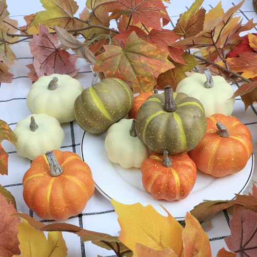 10Pcs Fake Pumpkins Fall Thanksgiving Decorations