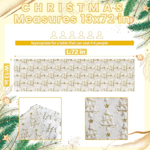 Christmas Table Runner Christmas Trees Beige Soft Plush Faux Fur 13x72 Inch (6.5 Sq Ft)