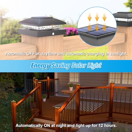 24 Pack Black Solar Post Cap Lights Fit 4x4 Fence Deck Post (24 Count)