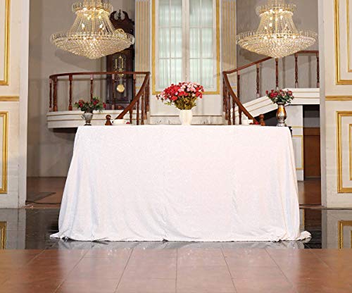 Sequin Tablecloth 50x72 Inch White for Wedding Party