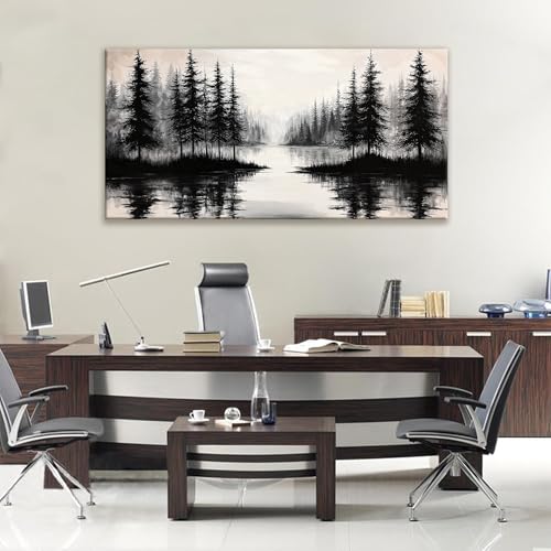 Large Wall Art For Living Room Canvas Art Wall Decor Modern Minimalist Artwork Forest River Landscape Paintings Pictures For Bedroom Apartment Office Mural Aesthetic Artwork 29 X 58 In